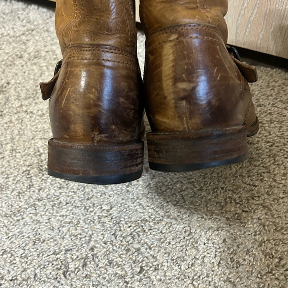 Frye Engineer Boots Leather Men\'s Size 8.5D Buckles Tan Moto Biker Preppy Boho main image 13
